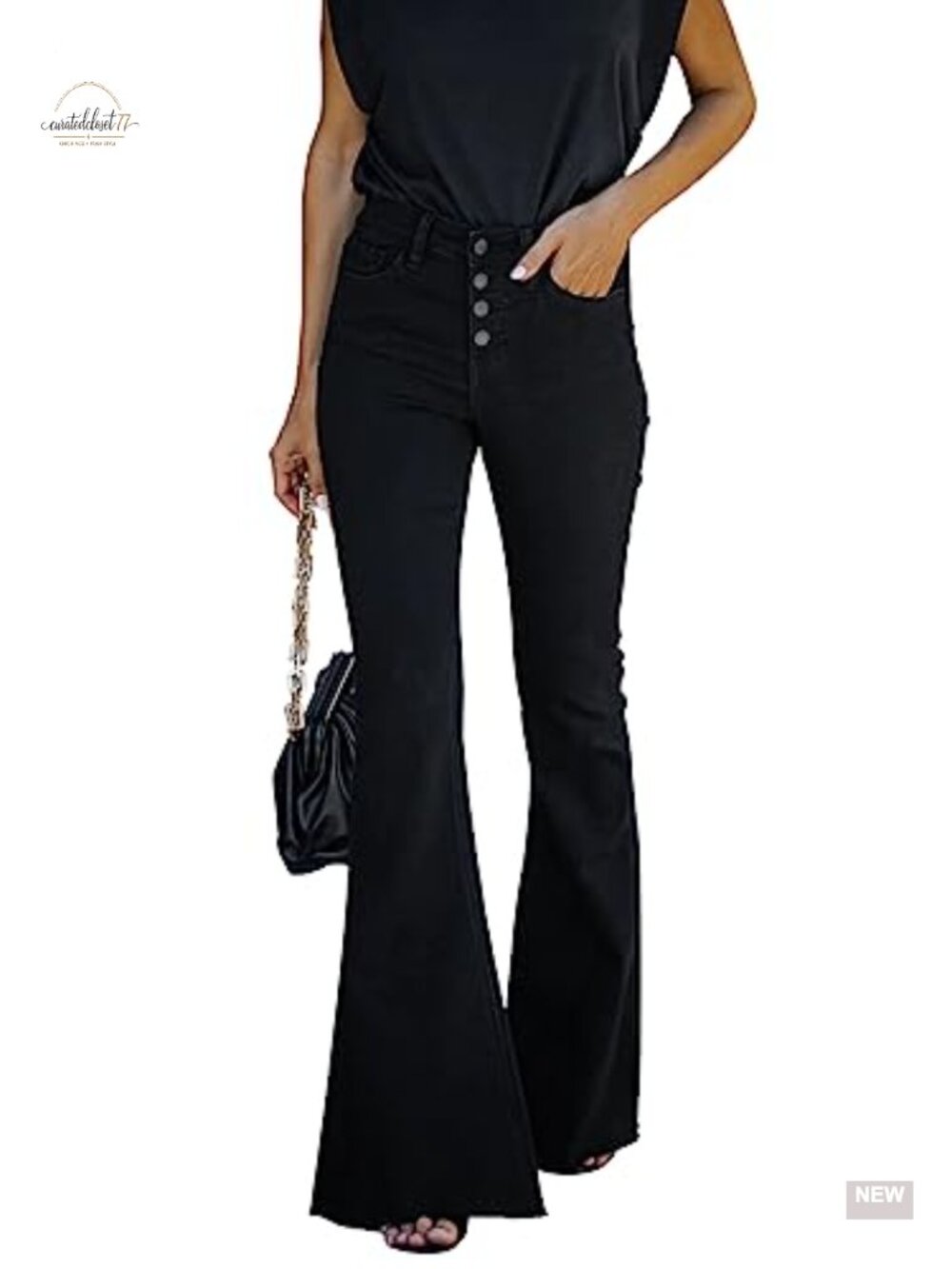 High Waisted Flare Bell Bottom Jeans Stretchy Denim Pants